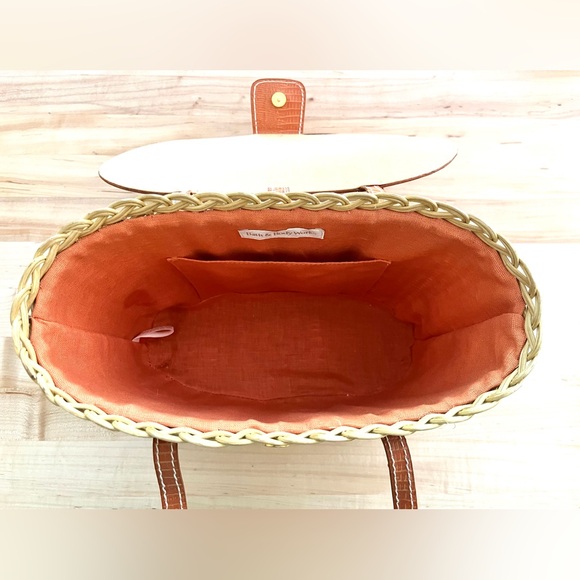 Bath & Bodyworks Elegant Tan Woven Wicker Tote Bag - Picture 4 of 5